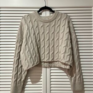 Aritizia Babaton Beige Cable Knit Sweater